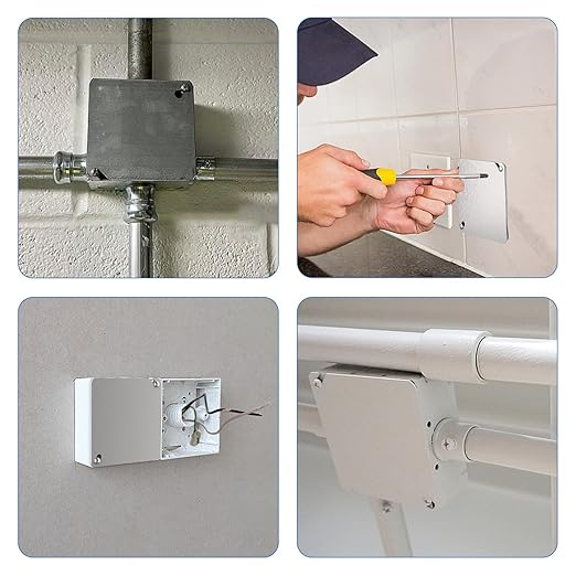 Metal Electrical Box Cover Plates, 6Pcs Junction Box Covers, 4x4 Inch Square Flat Blank Electric Box Cover, Solid Galvanized Steel Outlet Box Covers for 4'' Electrical Square/Octagonal Box