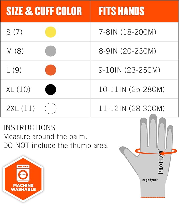 Ergodyne ProFlex 7030 Cut Resistant Work Gloves, ANSI A3, PU Coated Palms for Flexible No Slip Grip, Abrasion Resistant, 13g,Gray, 2X-Large