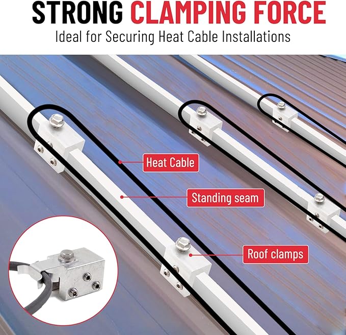 24PCS Standing Seam Roof Clamps, Metal Roof Fixing Clamps, Racking Bracket for Solar Panel Module Installation, Starlink Base, Heat Cable and Snow Guard Attachment