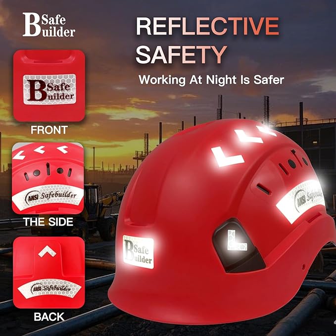 Construction Safety Helmet ABS Hard Hat Adjustable Ventilation System Hardhats Industrial Work Head Protection for Men Certified ANSI/ISEA Z89.1