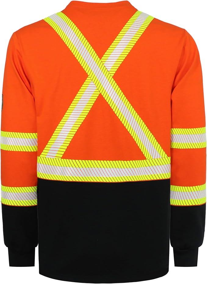 BOCOMAL FR Hi-Vis Shirts 6oz Lightweight High Visibility Reflective Flame Resistant/Fire Retardant Shirt Men's Safety Shirts