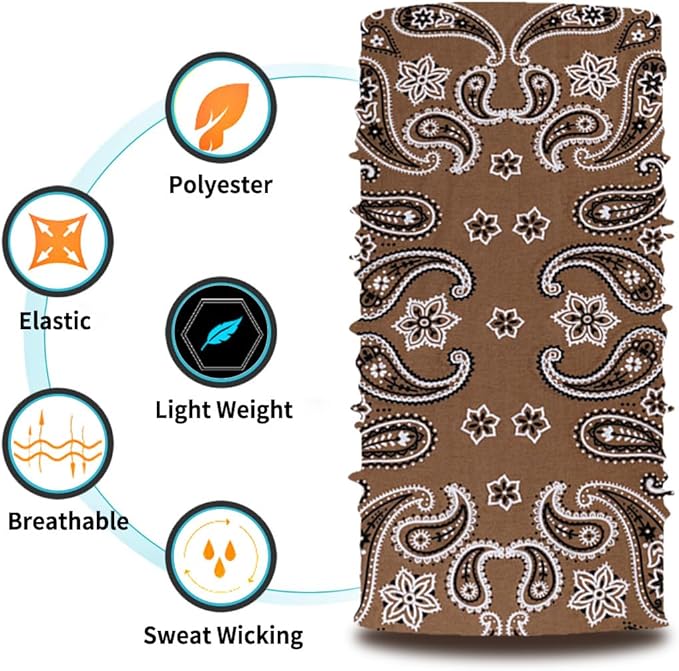 Neck Gaiter Face Cover Bandana Mask Scarf, Breathable Sun& Dust-proof for Cycling Running Fishing Hiking