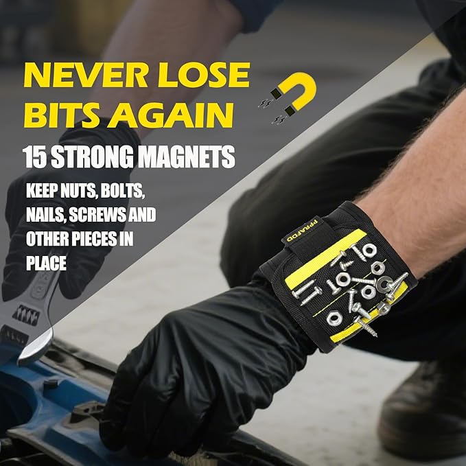 Magnetic Wristband for Holding Screws, Drill Bits, Nails, Valentine's Day, Father's Day Gifts for Handyman, Husband, Dad, Grandpa, Stocking Stuffers for Adults, Cool Gadgets for Christmas