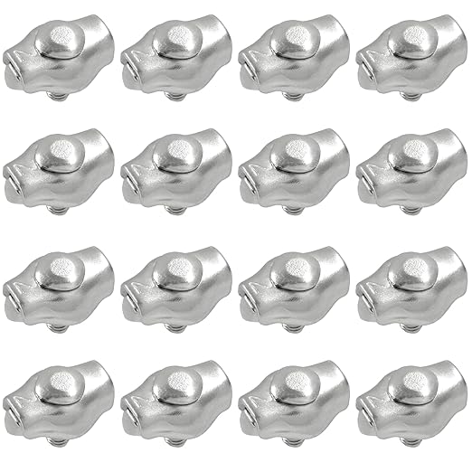 16 Pcs M2 Simplex Single Bolt Wire Rope Clips, Stainless Steel Wire Rope Clip Cable Clamps Caliper for 1/16 Inch Diameter Wire Rope