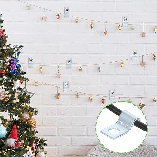 100 Pcs Outdoor Cable Clips, 1/4 Inch Cord Clips Stainless Steel Conduit Clamp Zinc Plated Wire Clamps Agricultural Fence Clamps Wall Cables Clip for Wire Installation, Tube Management, Cable Fastener