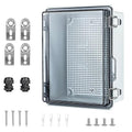 Large Waterproof Electrical Junction Box, IP67 Waterproof Clear ABS Plastic Enclosure Boxes for Outdoor Network Enclosure with Hinged Cover, Mounting Plate, Wall Brackets(13.8"x9.8"x5.9" Clear)