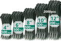 2000 PCS Zip Ties Assorted Sizes 4+6+8+10+12 Inch Self-locking Nylon Cable ties Outdoor, UV Resistant Wire Straps for Home Office Garden Workshop Indoor Outdoor Fence(garden green)