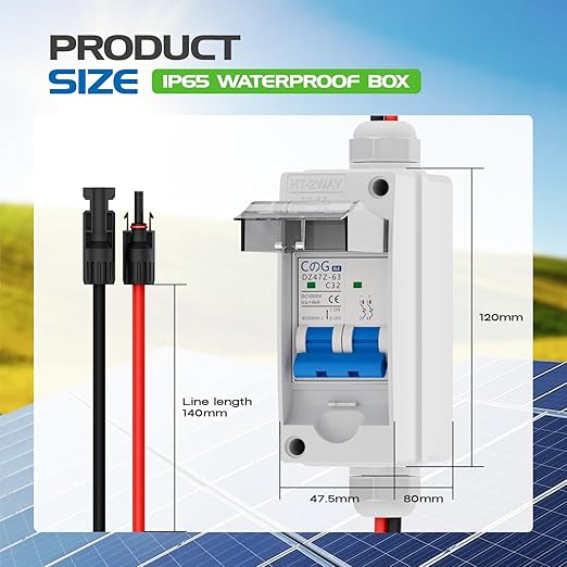 Solar Panel Disconnect Switch, CGELE 32 Amp DC 1000V Breaker Box PV Disconnect Switch Miniature Circuit Breaker with IP65 Waterproof Box-Upgrade