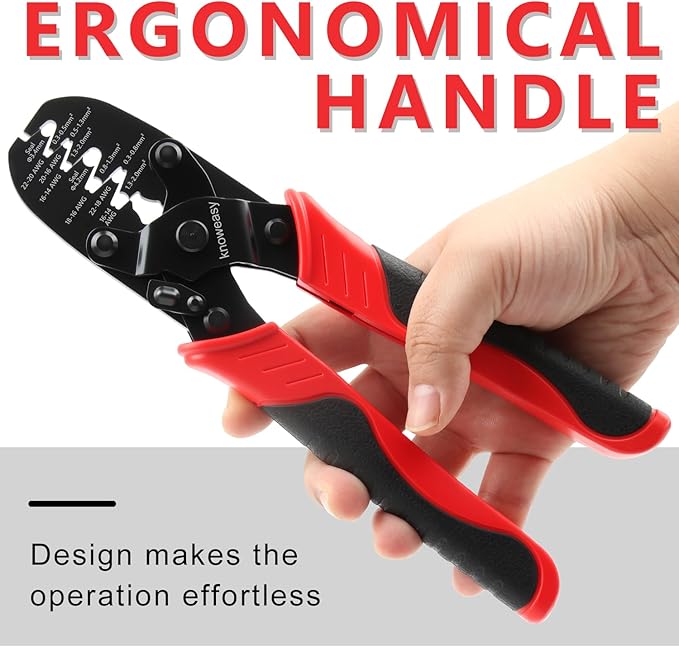 Knoweasy 1424C Weather Pack and Metri Pack Crimping Tool for 22–14 AWG Open Barrel and Sealed Terminals, Dual Cavity Crimper for Deutsch DT DTM Waterproof Electrical Connectors