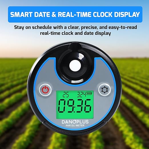 PAR Meter 2 in 1 PAR DLI Meter with Data Logging, Record and Export 5 Years of Data, 400-700nm PPFD Meter Sunlight Meter Measure PPFD and DLI (Daily Light Integral), Light Measurement Tool for Plants