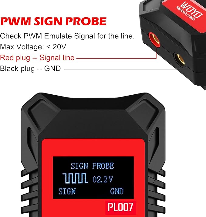 CAN LIN PWM Tester, WOYO PL007 CAN Bus Analyzer for Automotive Diagnostic Tool, Auto-Recognize CAN-H & CAN-L, CAN Range 50-1000kbps, PWM Signal Detector on Bench, LIN Bus Baud Range 2400-19200bps
