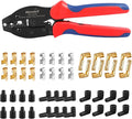 Ratchet Spark Plug Wire Crimper Set, Newdeli 25Pcs Spark Plug Crimping Tool and 180 Degree/90 Degree/Straight Spark Plug Coil Terminals Boots Set for Crimping and Stripping Spark Plug Ignition Wire