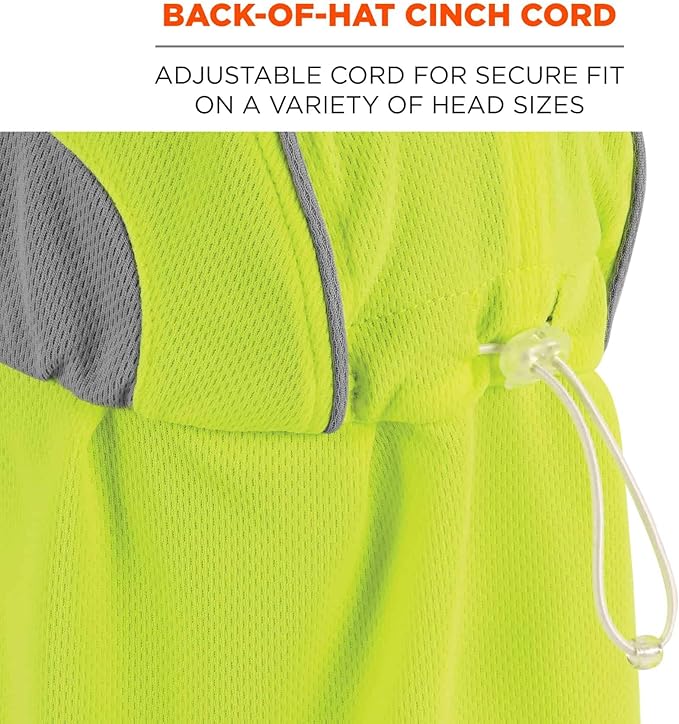 Ergodyne Chill Its 6650 Baseball Cap, Hat with Neck Shade, Sweat Wicking, High Visibility ,UPF 50+ protection, Lime
