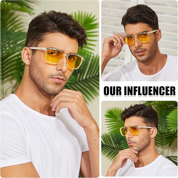 DUCO Polarized Night Vision Glasses for Men and Women Yellow Safety Driving Glasses with UV Protection and Anti Glare