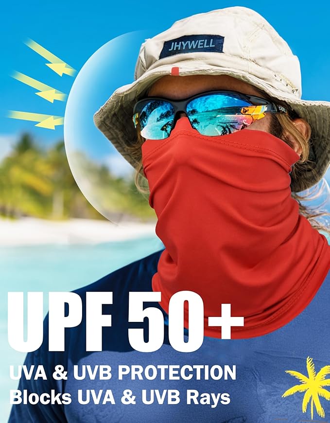 JHYWELL Cooling Neck Gaiter Face Mask, UV Protection Masks Gator, Windproof Bandana for Skiing, Fishing, Hiking, Cycling