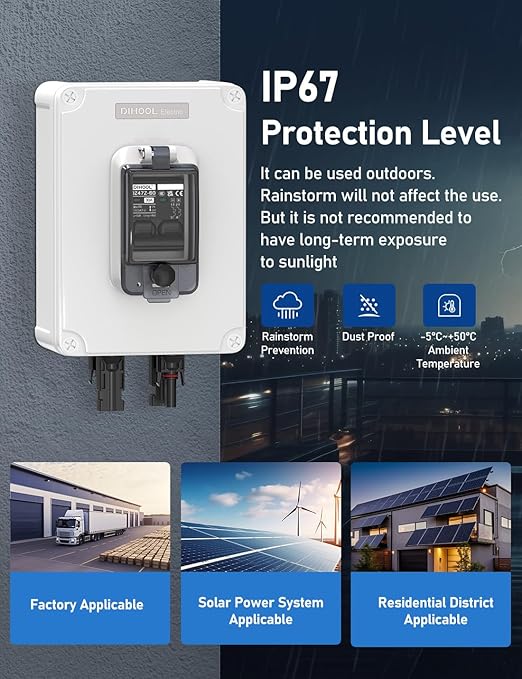 DIHOOL Outdoor Circuit Breaker Box, 30 Amp PV Solar Disconnect Switch for RV, Solar Panel Junction Box