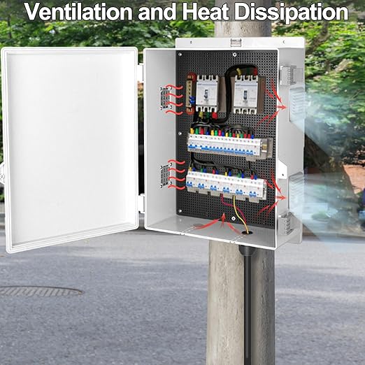 Outdoor Electrical Junction Box, Ventilation and Heat Dissipation ABS Plastic Project Enclosure with Internal Mounting Panel 9.2"x 7"x 4.6"