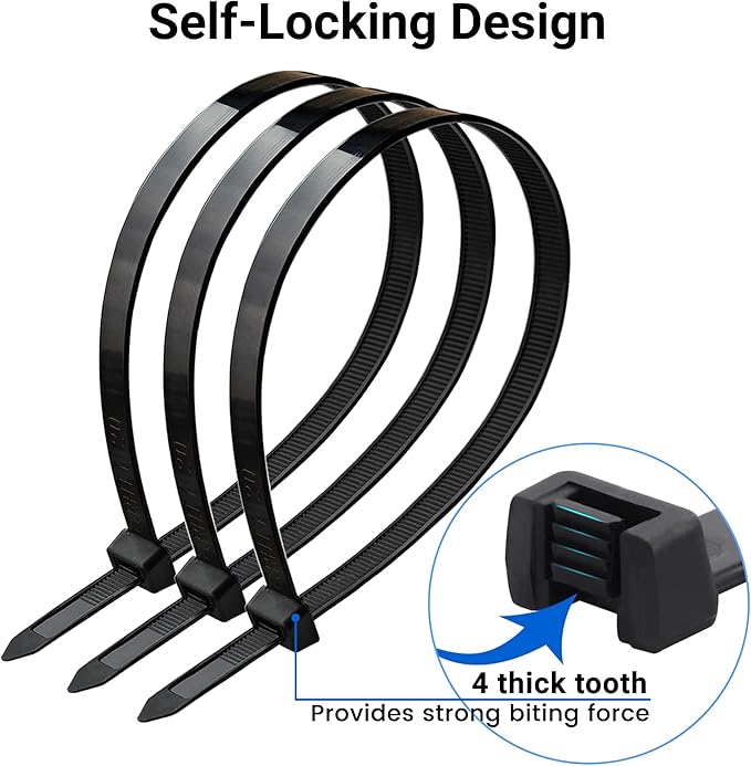 Large Zip Ties Heavy Duty Outdoor 24 inch 100 Pack, Black Long Cable Ties with 120 lbs Tensile Strength, Industrial Strong Zip Cable Ties Nylon Zipties for Outdoor Indoor Use