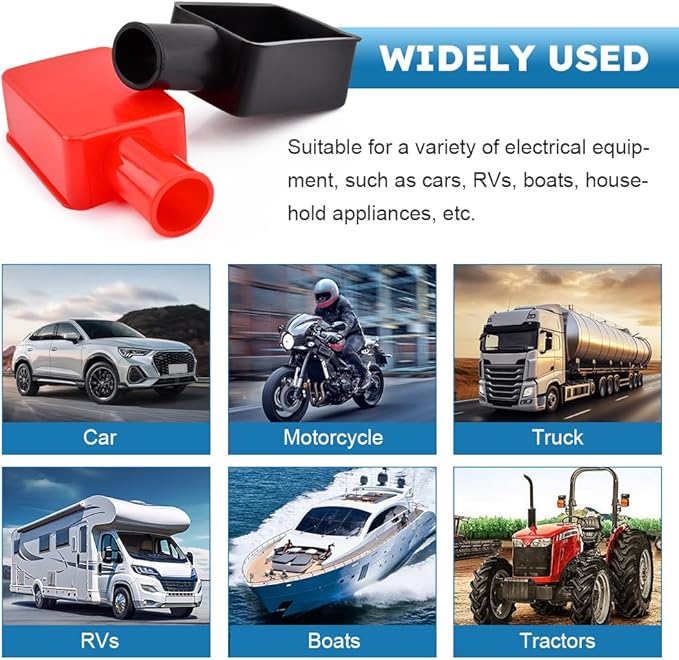 6pcs Battery Terminal Cover, Soft Rubber Car Insulating Battery Cover, Red and Black Positive and Negative Insulating Stud Covers Battery Post Cover for Car Motorcycle Truck Boat