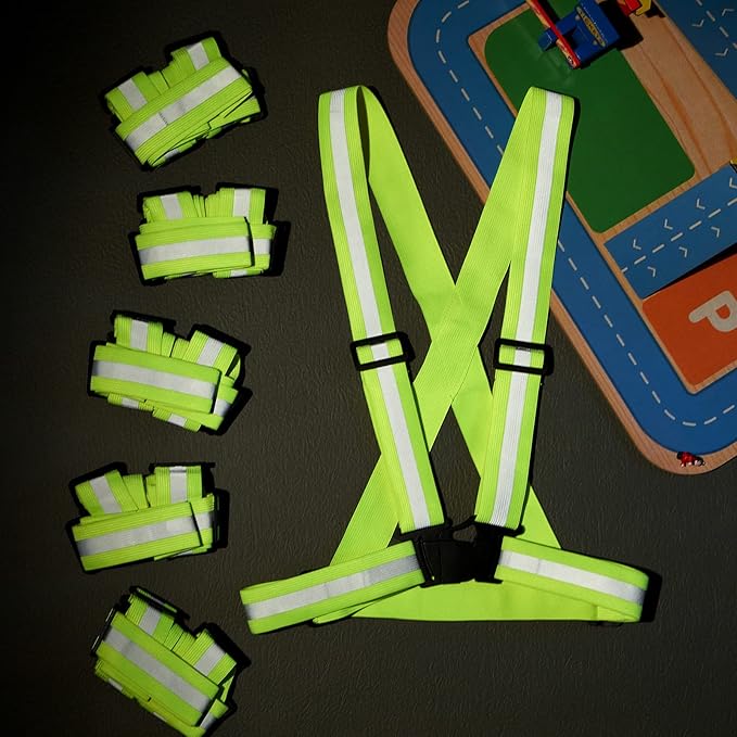 Hercicy 50 Pcs Reflective Vest High Visibility Safety Vests, Adjustable Running Gear Straps Lightweight Reflector for Construction (Yellow)