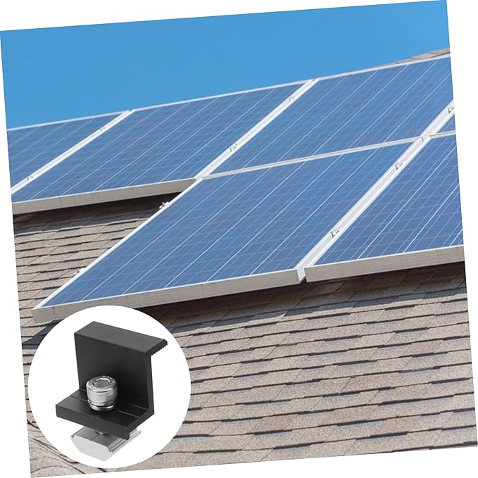 POPETPOP 4pcs Solar Panel Brackets Aluminum Alloy Mounting Clips Middle Clamp End Clamp Solar Mounting Kit for Systems