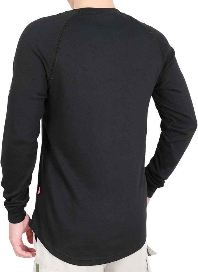 BOCOMAL FR Shirt 7oz Heavyweight Flame Resistant Shirts for Men Fire Retardant Long Sleeve Crew Work Shirts CAT2