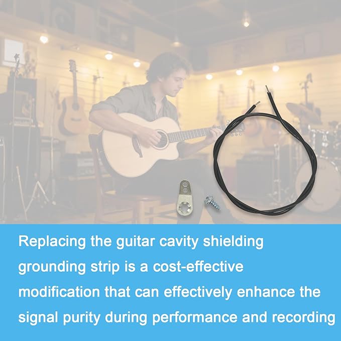 001-2869-000, 1 Set Guitar Cavity Shielding Ground Lug with Screw and Ground Wire, Compatible with F Style Guitars, Solder Lug Kit