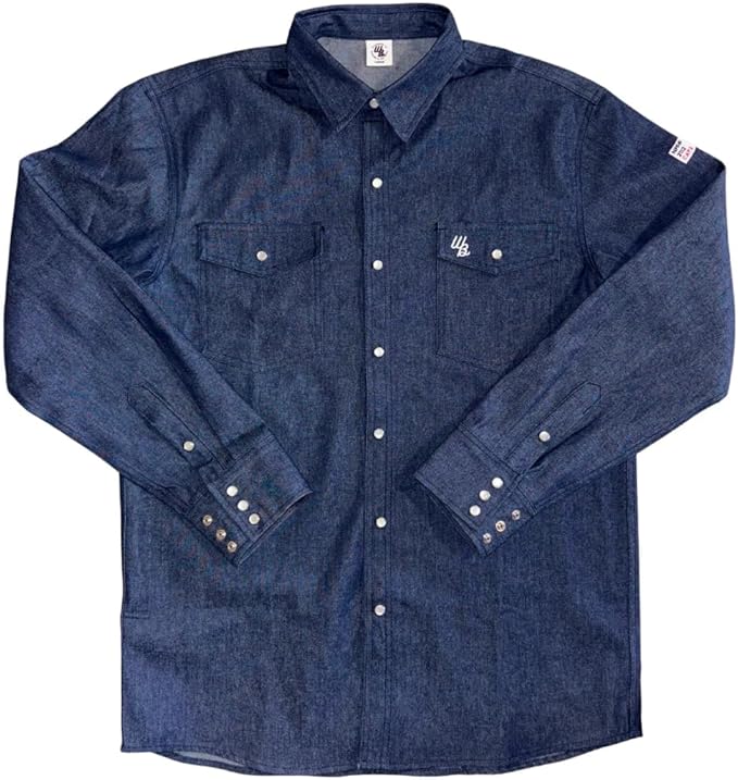 WoahBros FR Shirts for Men, 8oz Midweight Flame Resistant Welding Shirt, 100% Cotton, Pearl Snap Buttons - CAT2/NFPA2112