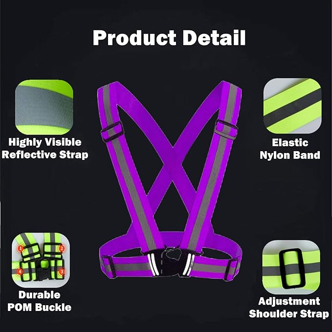 Reflective Vest, High Visibility Safety Vest Straps Reflective Gear for Night Running Walking Cycling for Men Women Kids