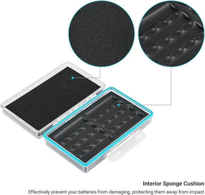 JJC 8 Slot AA Battery Case, PC Shell Water-Resistant & Shockproof Battery Storage Case for AA / 14500 Batteries