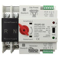 63A 110V Mini ATS Automatic Transfer Switch 2P, Din Rail Mounted Dual Power Changeover for Generator/Grid/Solar-Auto/Manual Modes for Home RV Backup Power, Overvoltage Protection, 50/60Hz CE Certified