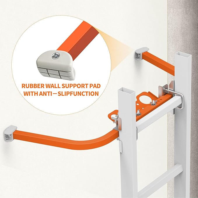 Ladder Stabilizer,Wing Span/Wall Extension Ladder Standoff Arms,Extension Ladder Accessory for Roof Gutter Guard,Heavy Duty Extension Ladder Stabilizer for Roof Ladders Gutter (Orange)