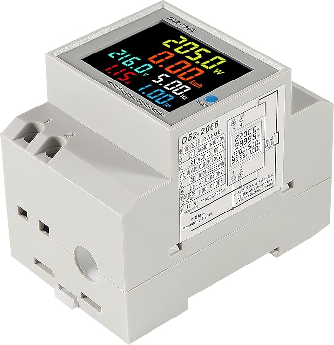 2Pack Digital Single Phase Energy Meter Tester Electricity Usage Monitor AC 110V 40V~300V 100A Ampermeter Power Voltmeter Ammeter Voltage Amps Watt Kwh Frequency Power Factor Meter Multimeter
