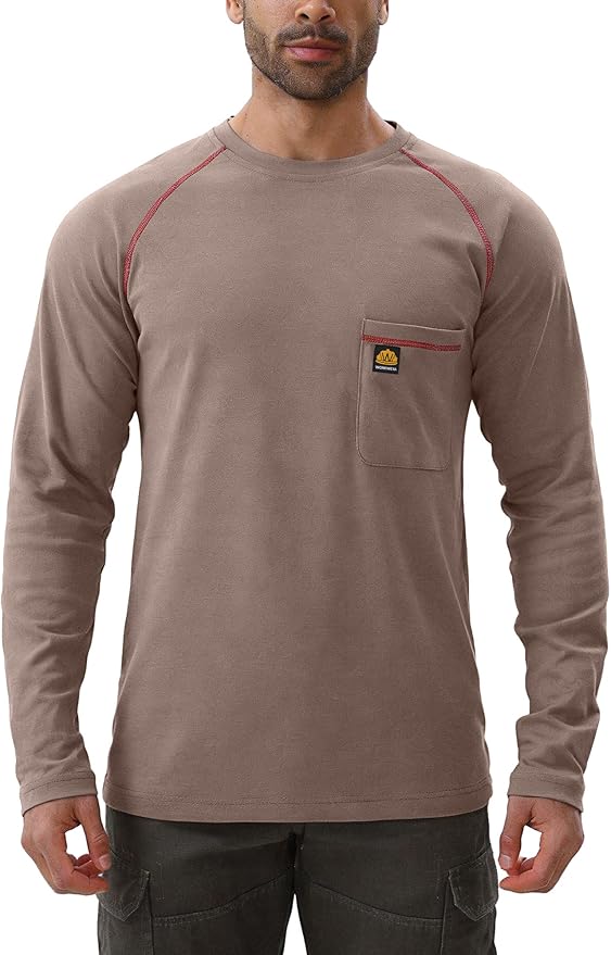 WORKWEYA FR Shirts Flame Resistant Shirt 6.5oz Men's NFPA 2112/CAT2 Long Sleeve Shirt