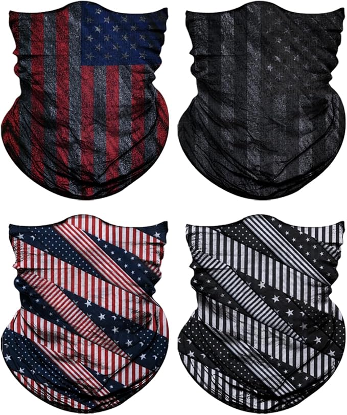 4Pack Neck Gaiter for Men Women Face Cover Mask Head Wrap Balaclava Headwear Bandana Headband Magic Scarf
