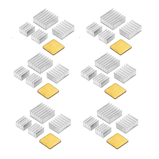 30 PCS Raspberry Pi 4 Heatsink Kit with Thermal Conductive Adhesive Tape, Aluminum Heat Sink Cooler and Copper Heatsink for Raspberry Pi B B+ 2/3/4/5