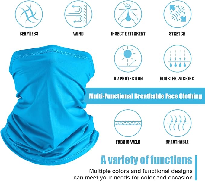 Geyoga 6 Pieces Summer UV Protection Cooling Neck Gaiter Face Clothing Neck Gaiter Mask Scarf Sunscreen Breathable Bandana