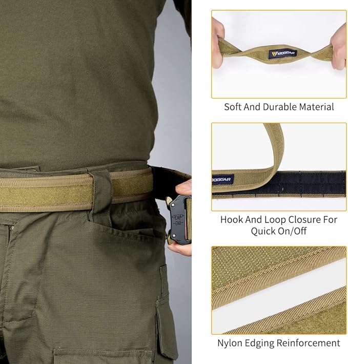 IDOGEAR Loop Liner Inner Belt for Duty Belt 1.5'' Tactical 500D Nylon Belts Unisex Hook and Loop Closure