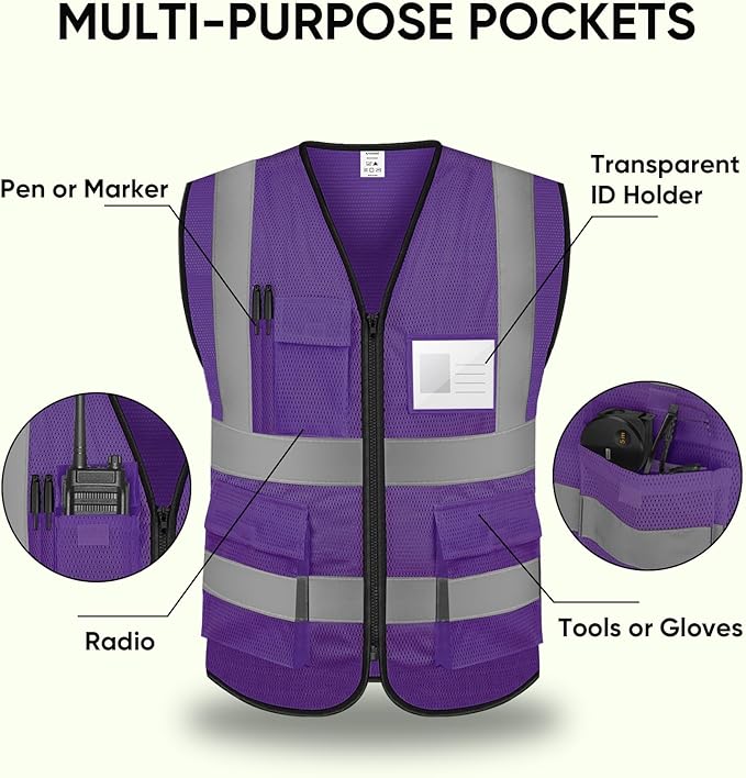 TICONN Reflective Safety Vest High Visibility Class II Mesh Vest for Women & Men Meets ANSI Standards