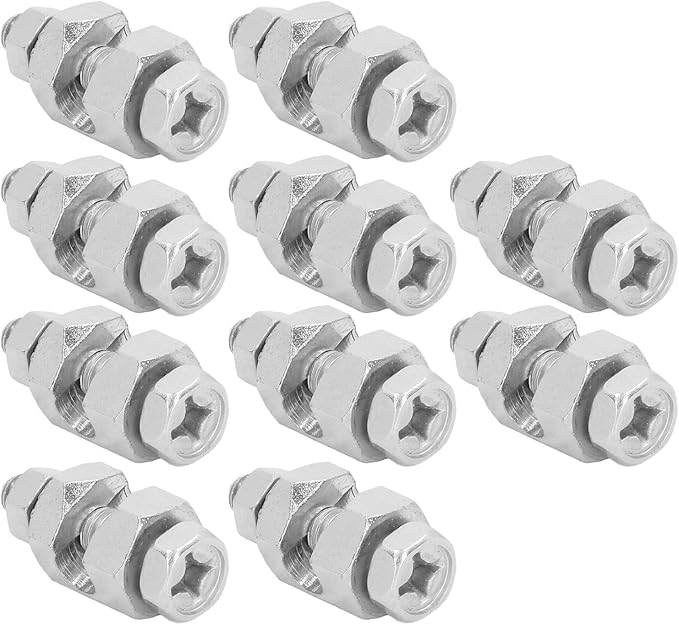 Focket 10PCS Solar Panel Photovoltaic Nut and Solar Earthing Ground Clip Cable Clamp for Bare Wire, Safe On Coupling Earthing Ground Lug Cable Clamp Ground Clamp Fasteners Clip