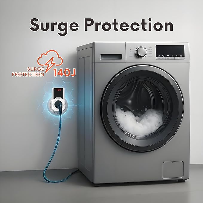 BXST 140J Surge Protector Voltage Protector One Outlet Plug Surge Protector for Refrigerator/Air-Conditioner/Fridge, Home/Office/Travel Portable LED Display Screen, Adjustable,120V, 15A, 1800W