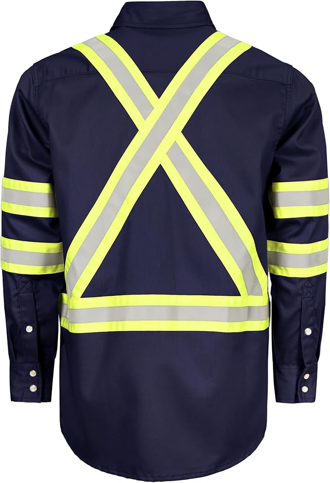 TICOMELA FR Shirts for Men High Visibility/Hi Vis Flame Resistant/Fire Retardant Shirt 6.5oz Men's Welding Shirts