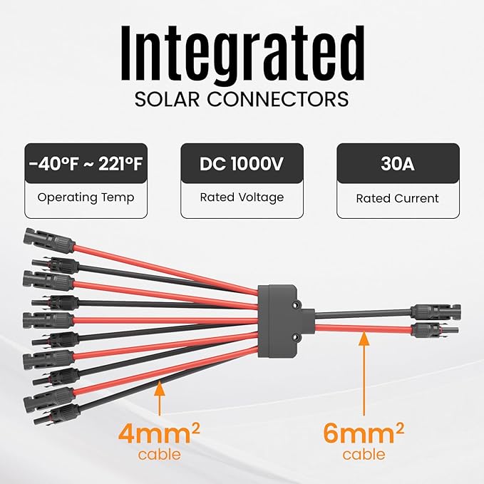 Solar Panel Connector 10 to 2 Solar Y Branch Connectors PV Panels Parallel Connectors Kit Adapter Waterproof Wire Plug Tool for Solar Panel(2 Pcak MF/FFFFFMMMMM)