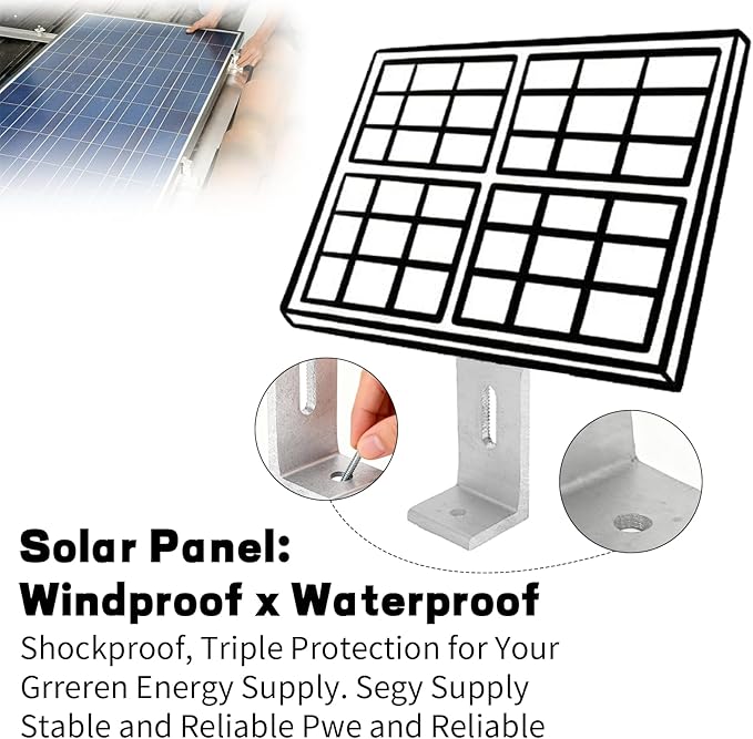10Pcs L Foot Solar Mount，3.15 x 1.57 x 1.57 Inch Aluminum Alloy Photovoltaic Panel Mounting Bracket Mount,Windproof and Shockproof for Roof PV System Install Accessories