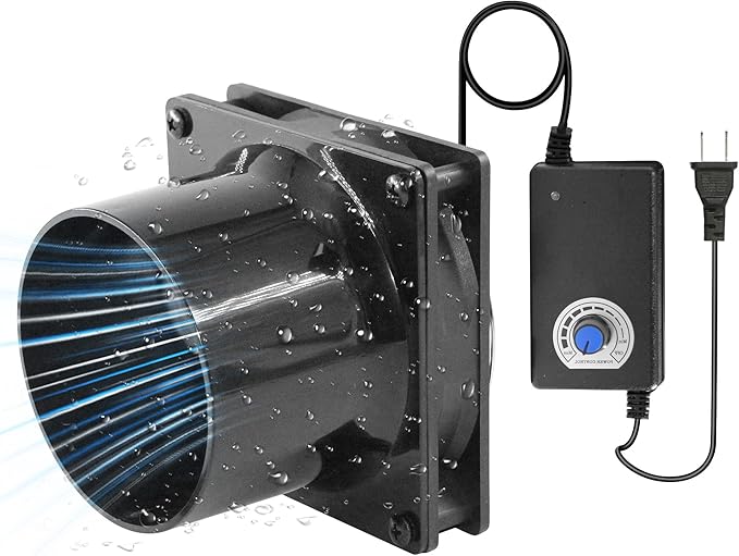 120mm 12V Axial Exhaust Duct Fan with 4" Flange Adapter Variable Speed Controller Moisture-Proof for 3D Printer Enclosure Laser Engraver Soldering Fume Extractor Grow Tents & Workshop Ventilation