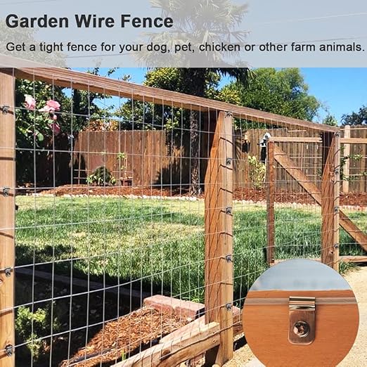 100 Pcs Fence Wire Clamps, Stainless Steel Wire Clips Mount Welded Wire to Vinyl, Wood or Metal Fence (for 12-16 Gauge Wire Fencing)
