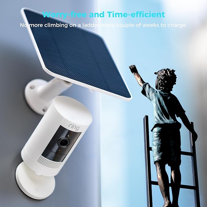 5V Solar Panel for Seucrity Cameres, For Bird Feeder Trail Cam, Ring Tapo Eufy Vicohome Eseecloud, Native USB-C, Micro-USB & DC 3.5mm*1.35mm 9.8 Ft Cable 23% Energy Conversion 180 Days Exchange Policy