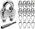 SSGP 8Pcs Stainless Steel Wire Rope Cable Clamp Clips - Heavy-Duty Clamps for Cable Securing 8 Pcs1/4 Wire Rope Thimble U Bolt Saddle Fastener(M6-1/4)
