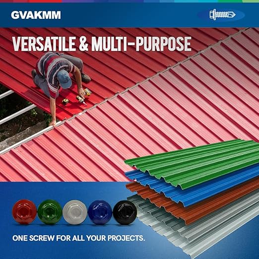 300Pcs #10 x 1-3/8" Green Metal Roofing Screws, Hex Colored Head Self-Drilling Metal to Wood Siding Fasteners, in Reusable Storage Case, Hex Driver Bit Included