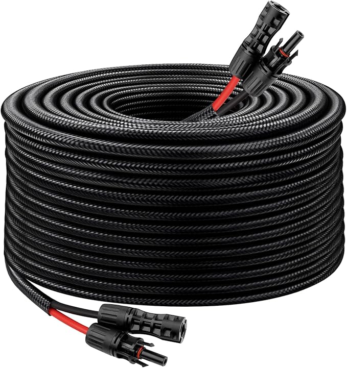 Solar Panel Extension Cable - 8AWG 100FT Solar Wire with Female & Male Waterproof Connector Flame Retardant Protective Sleeving PV Wire for RV, Photovoltaic Systems, Home, Boat, Solar Panels, Car